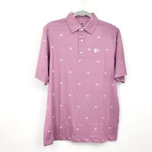 Chubya Golf Men Size Medium Polo Shirt Short Sleeve Top Purple Bird Printed